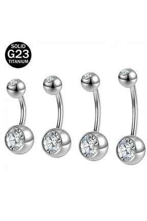 14G Titanium Steel Belly Button Rings for Women Barbell Navel Piercing Jewelry-Style 2-1.6(14g)*14mm