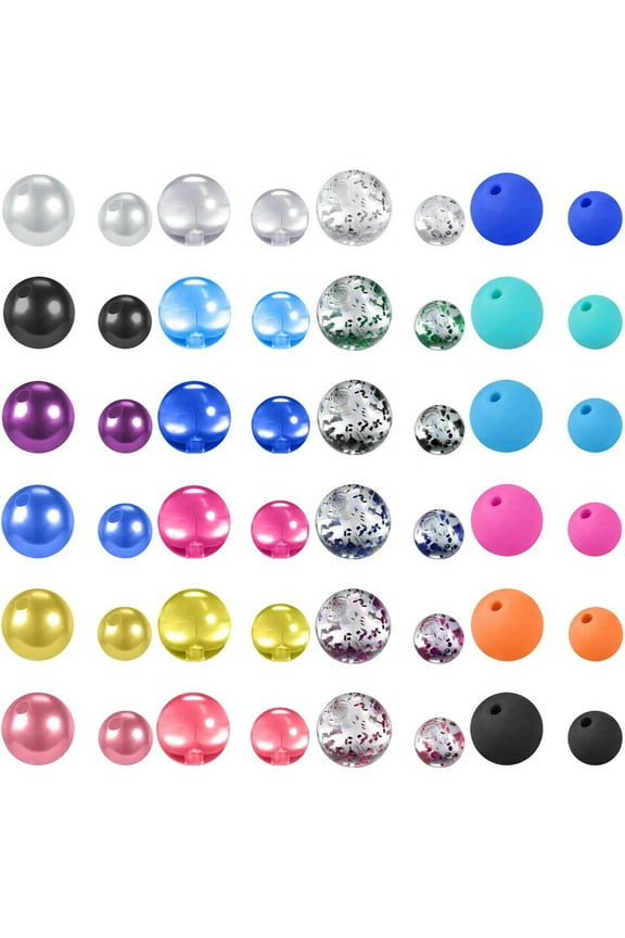 14g Surgical Steel Replacement Ball CZ Pearl Acrylic Ear Piercing Ball Accessory-48 Pcs