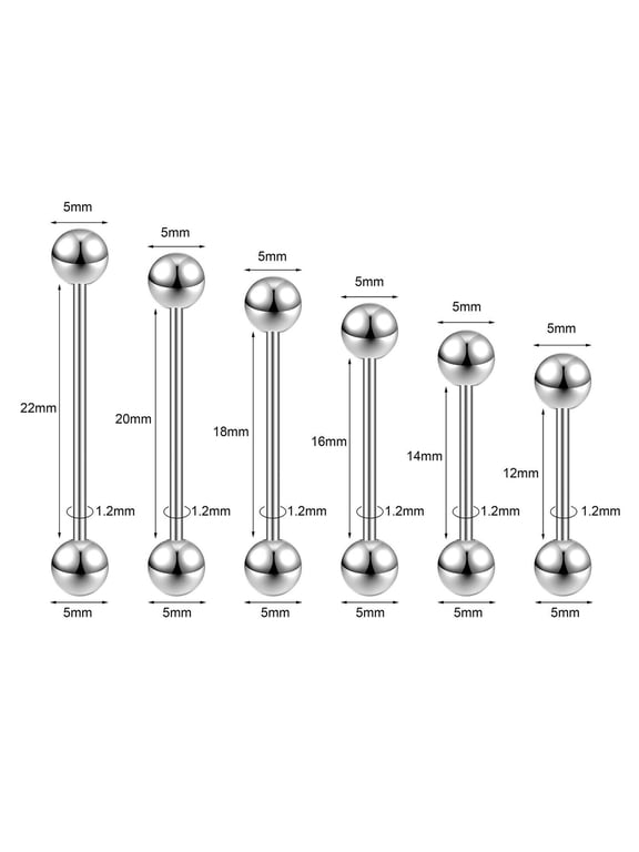 16-60mm Surgical Steel Industrial Barbell Earring Cartilage Ear Piercing Jewelry-16g (1.2mm)-16mm