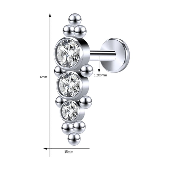 QQTDFG 16G Labret Lip Stud Piercing Internally Threaded Ear Piercing Monroe Piercing-Style F