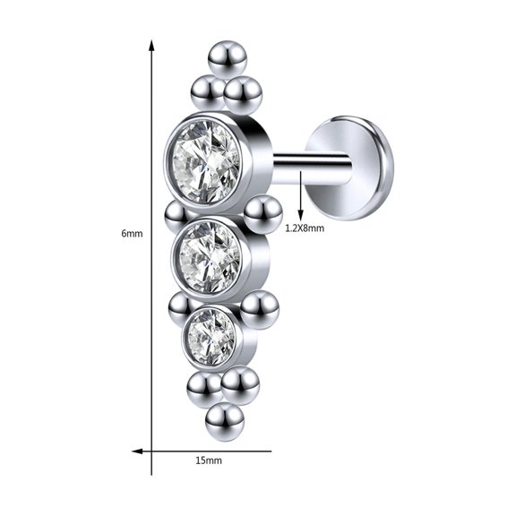 QQTDFG 16G Labret Lip Stud Piercing Internally Threaded Ear Piercing Monroe Piercing-Style F