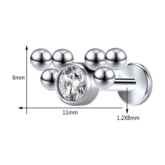 QQTDFG 16G Labret Lip Stud Piercing Internally Threaded Ear Piercing Monroe Piercing-Style I
