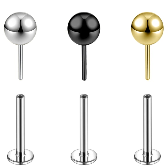 QQTDFG 16G Push in Lip Rings Surgical Steel Tragus Helix Earring Medusa Labret Piercing-2mm-6mm