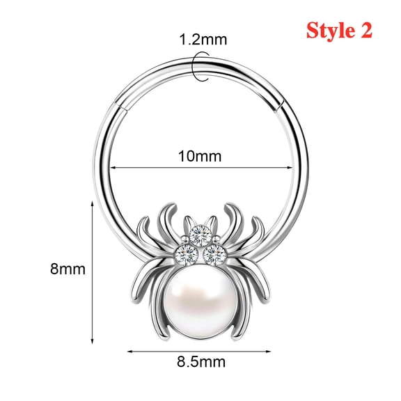 QQTDFG 16G Stainless Steel Hoop Nose Septum Ring Opal Pearl CZ Ear Helix Conch Piercing-Style 2