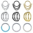 thumbnail image 1 of QQTDFG 16G Stainless Steel Nose Rings Opal Hoop Septum Piercings Chain Helix Earrings-Style 6, 1 of 9