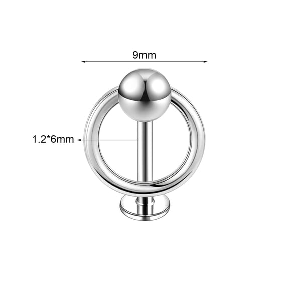 QQTDFG 16G Stainless Steel Threaded Labret Lip Rings Ear Helix Tragus Piercing Jewelry-Length 6mm