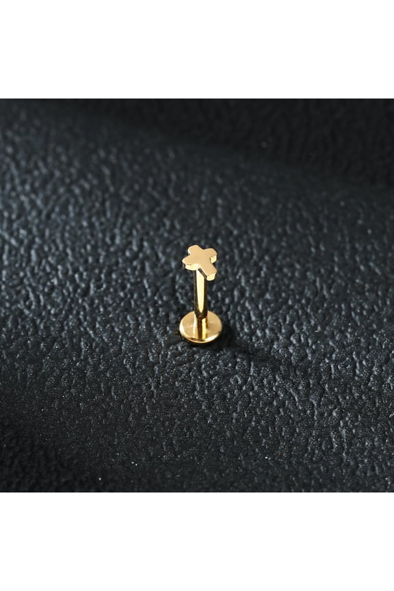 16G Titanium Labret Lip Stud Star Heart Stud Earring Labret Lip Piercing Jewelry-Style 3-Gold