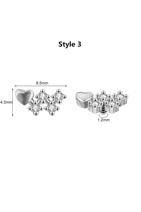 16g Stainless Steel Dermal Piercing Dermal Anchor Tops CZ Skin Piercing Jewelry-Style 3