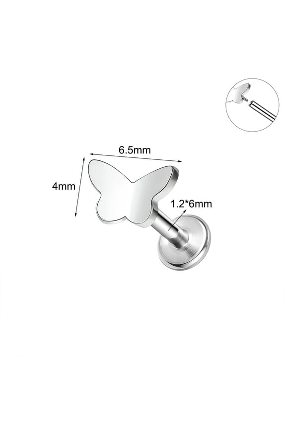 16g Stainless Steel Labret Lip Studs CZ Tragus Earrings Medusa Monroe Piercing-Style 1-1/4 INCH-6 MM