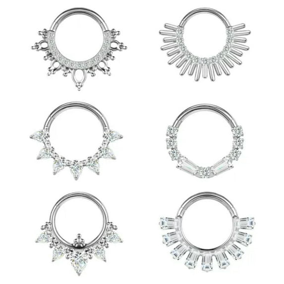 QQTDFG 16g Titanium Steel Nose Ring CZ Septum Piercing Ear Helix Conch Piercing Jewelry-Style 3
