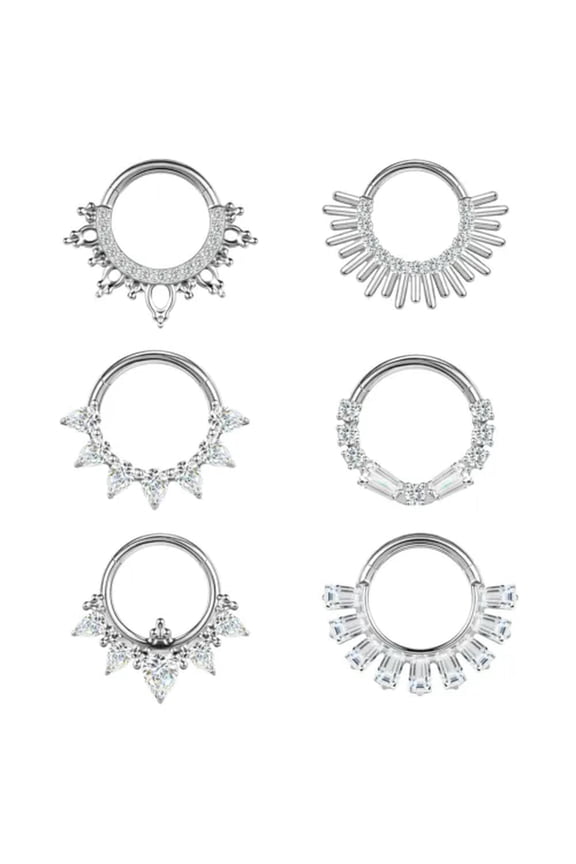 16g Titanium Steel Nose Ring CZ Septum Piercing Ear Helix Conch Piercing Jewelry-Style 7