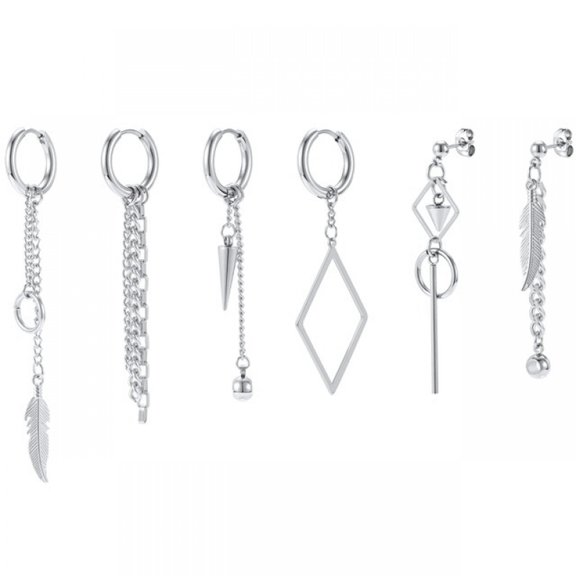 QQTDFG 18/20g Stainless Steel Hoop Earring Gothic Punk Cross Earring for Women Men-Silver2-6pcs