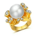 thumbnail image 1 of QQTDFG 18K Yellow Gold Filled Women Pearl Crystal Ring Rings Men Rings Lovers Gift J029-6, 1 of 4