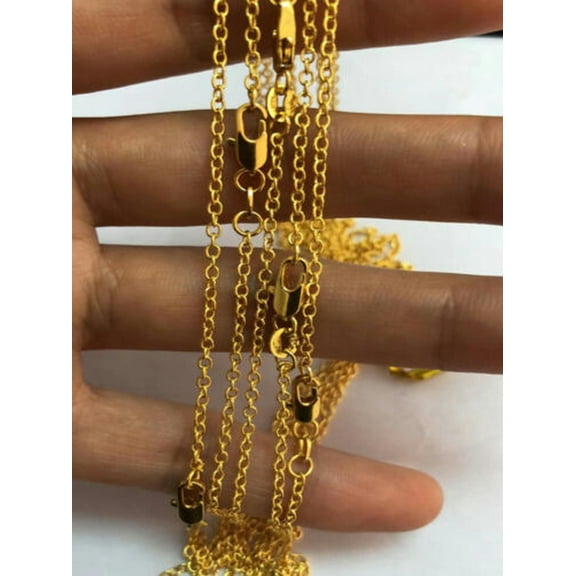 QQTDFG 1PCS 16-30Inch Fashion Jewelry 18K Gold Filled Necklaces Rolo GF Chains Pendants-20inches