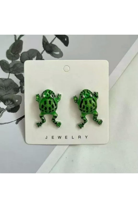 1Pair Party Gift Animal Ear Studs Funny Ear Bone Clip Frog Earrings Women-Style 1-Pierced