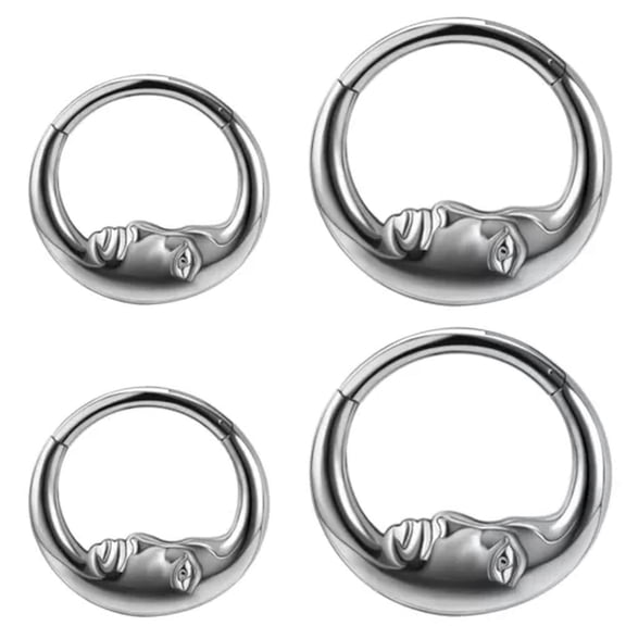 QQTDFG 1Pc Stainless Steel/Titanium Hinged Segment Nose Ring Ear Helix Piercing Jewelry-Titanium-10mm