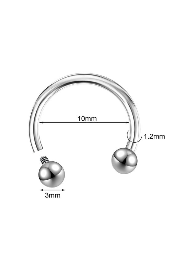 1Pc Surgical Steel Internally Threaded Septum Ring Nose Ear Lip Piercing Jewelry-1.2*10mm