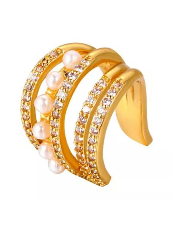 1Pcs Anti Swelling Lymphatic Earring Woman-Gold-B