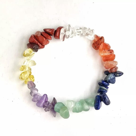 QQTDFG 1pc 7 Charka Natural Stone Bracelet Crystal Healing Chip Chain Irregular-default
