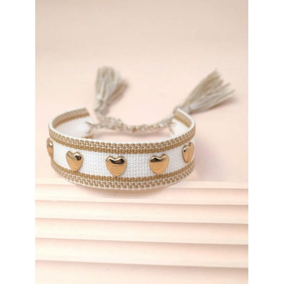 QQTDFG 1pc Bohemian Style Heart Charm Rivet Decor Bracelet Fashion Jewelry Accessories-default