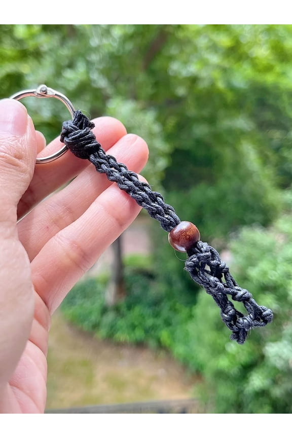 1pc Crystal BraidedKeychain gun black Cage Holder Rope Adjustable For Diy-default