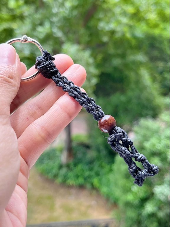 1pc Crystal BraidedKeychain gun black Cage Holder Rope Adjustable For Diy-default