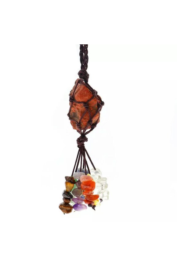 1pc Flame Jasper Crystal Car Charm Spiritual Healing & Energy Balancing Pendant-default