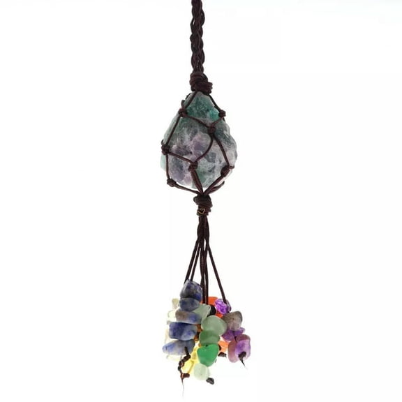 QQTDFG 1pc Fluorite Crystal Car Charm Spiritual Healing & Energy Balancing Pendant-default