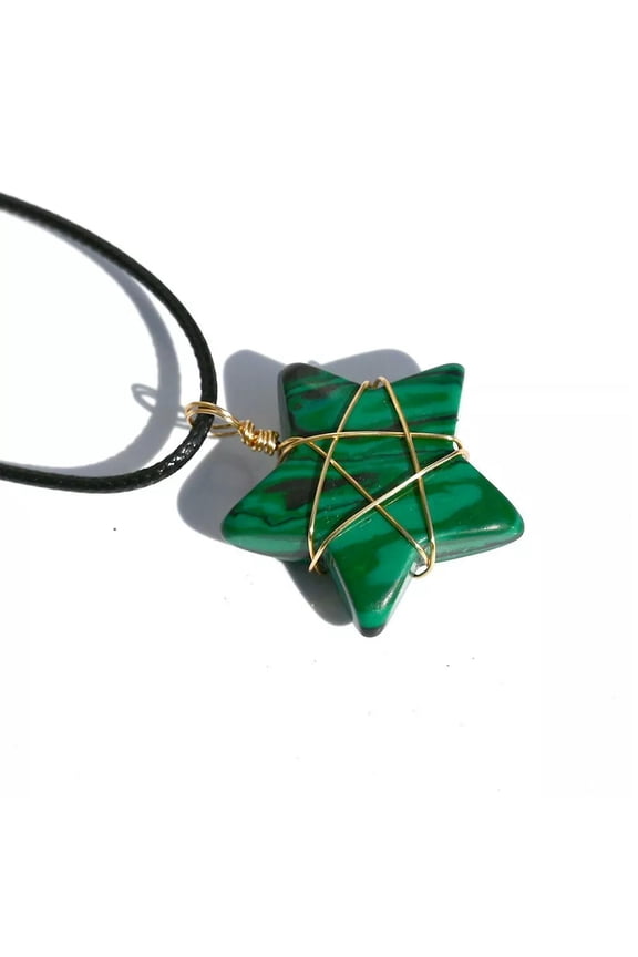 1pc Gem Malachite Wrap Star Water-Drop Necklace Chakra Reiki Healing Amulet-default