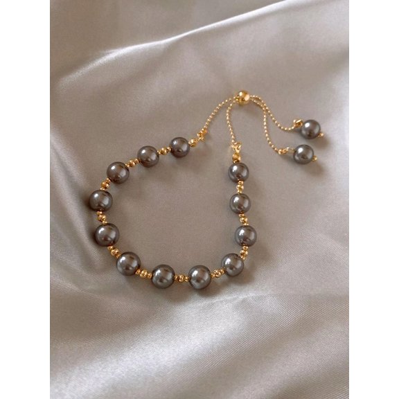 QQTDFG 1pc Grey Faux Pearl Bracelet Creative Jewelry Stackable Bracelet Crafted Jewelry-default