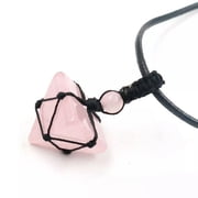 QQTDFG 1pc Handcrafted Natural Rose Quartz Stone Crystal Pyramid Pendant Necklace-default