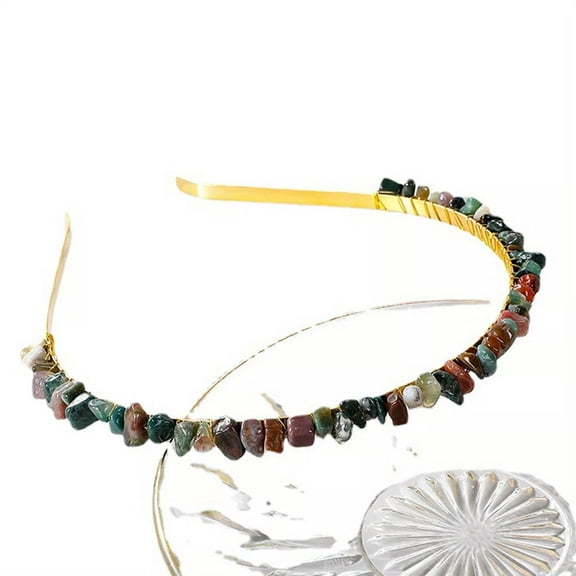 QQTDFG 1pc Indian Agate crystal decor hair hoop headband elegant bohemia style headwear-default