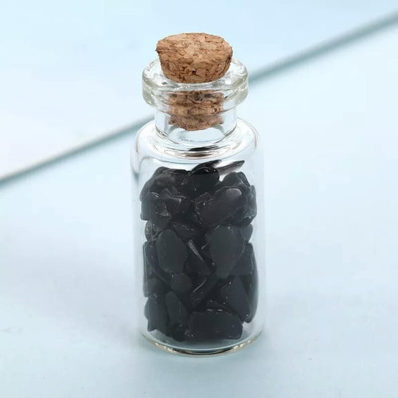 QQTDFG 1pc Natural Black onyx Crystal Agate Gravel Constellation Wishing Bottle-default