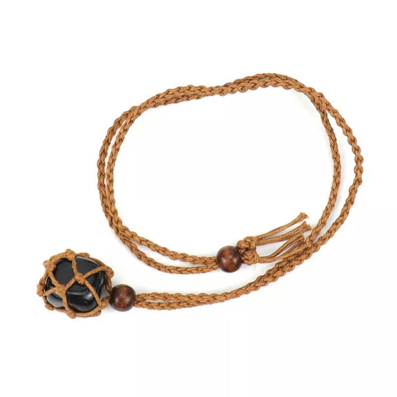 QQTDFG 1pc Natural Crystal Obsidian Stone Mesh Pocket Pendant Moonlight Necklace-default