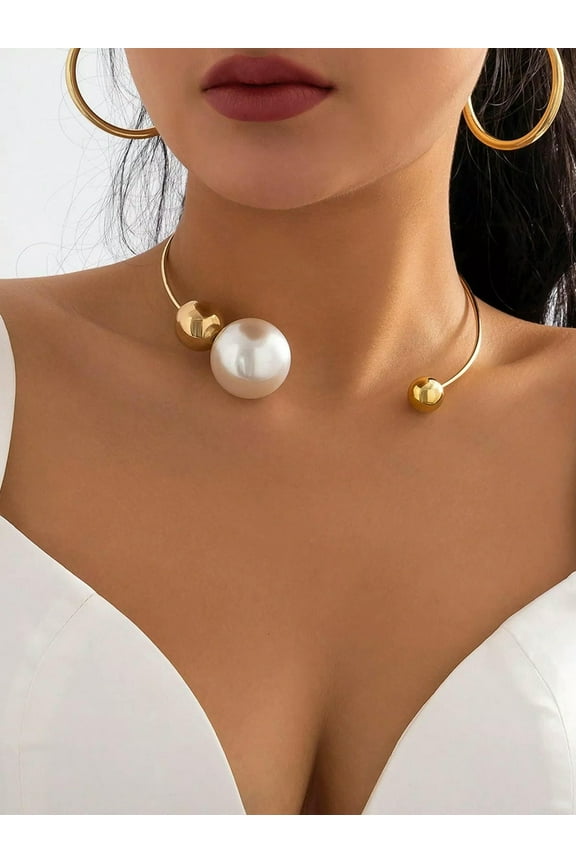 1pc Open Collar Ball Shaped Statement Necklace Statement Necklace Modern-default