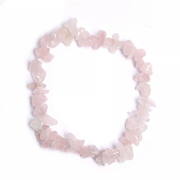 QQTDFG 1pc Rose Quartz Natural Stone Bracelet Crystal Healing Chip Chain Irregular-default
