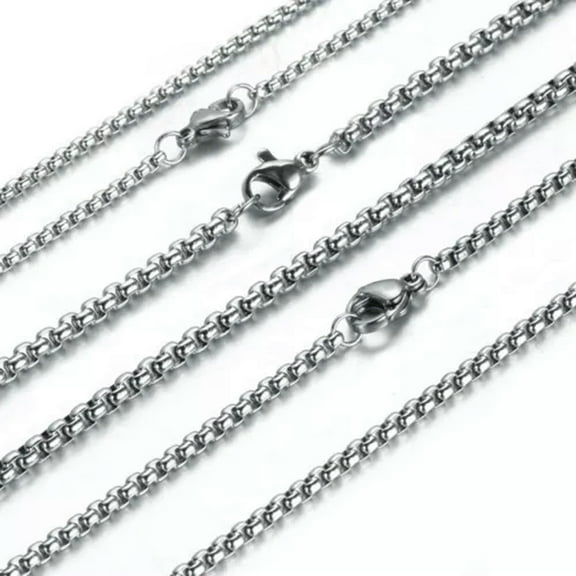QQTDFG 2/3/4/5/7mm Fashion Women Mens Chain 316L Stainless Steel Rolol Link Necklace-Silver-3mm-16inch or 40cm