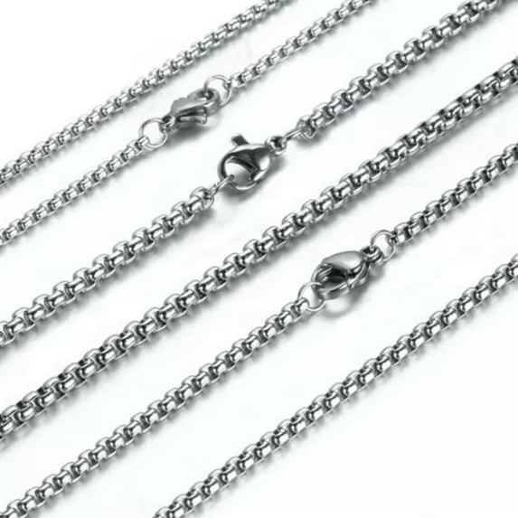 QQTDFG 2/3/4/5/7mm Fashion Women Mens Chain 316L Stainless Steel Rolol Link Necklace-Silver-3mm-26inch or 66cm