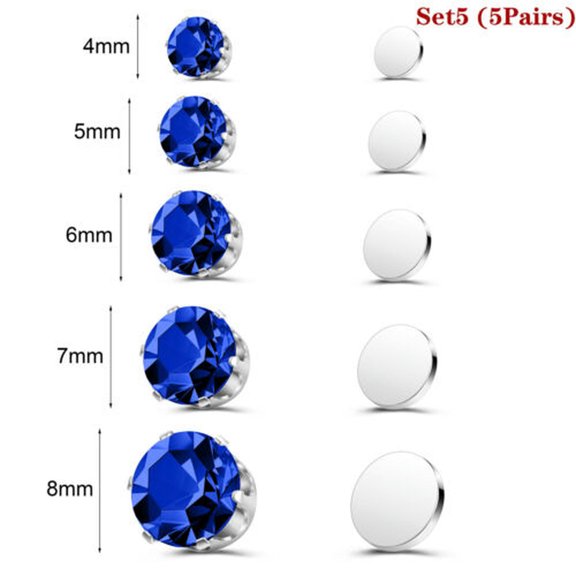 QQTDFG 2-5 Pairs Alloy Cross CZ Magnetic Stud Earring Ear Helix Fake Piercing Earring-Set5 (5Pairs)