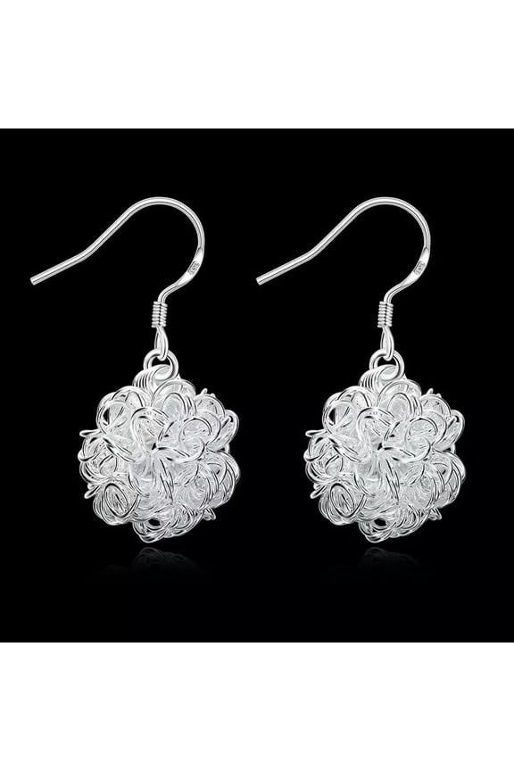 2 Pairs 925Sterling Silver Smart Snowball Women's Fashion Drop Earrings EY076-default