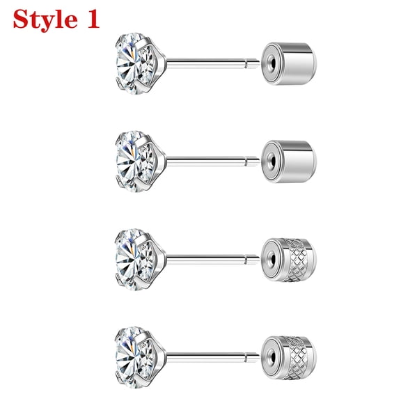 QQTDFG 2 Pairs Stainless Steel Stud Earring Push-in CZ Cartilage Tragus Earring Jewelry-Style 1-3mm