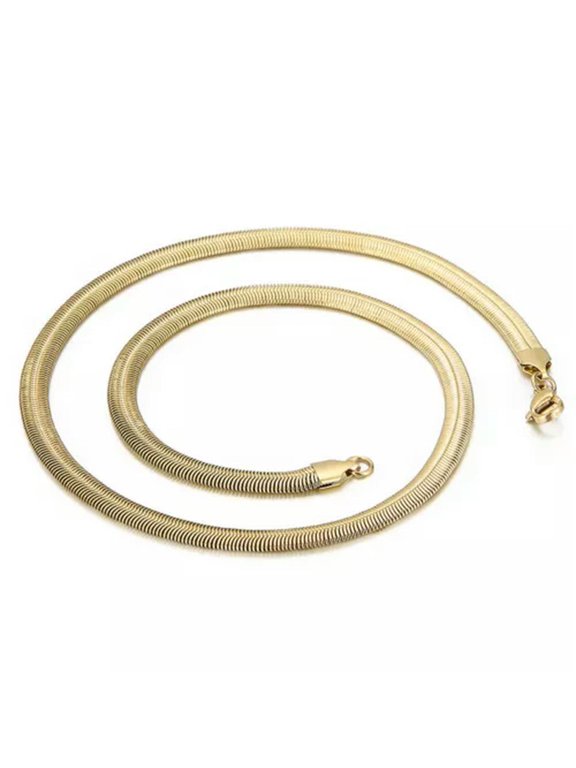 20" 22" 24" Fashion 316L Stainless Steel Flat Snake Chain Neklace for Men Women-Gold-6mm-24inch or 61cm