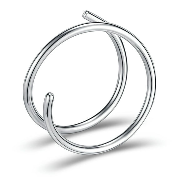 QQTDFG 20G Hoop Nose Ring Stainless Steel Double Spiral Single Pierced Nostril Piercing-Silver 10mm (1 Pc)
