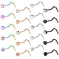 thumbnail image 1 of QQTDFG 20Pcs/Set Stainless Steel Nose Stud I/L/S-Shape Crystal Nostril Piercing Jewelry-S Shaped, 1 of 8