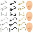 thumbnail image 1 of QQTDFG 20g Stainless Steel Nose Stud Heart Spike Nose Piercing Crystal Nostril Piercing-Heart-S Shape-Gold, 1 of 9