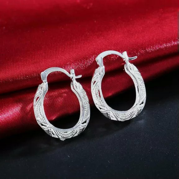 QQTDFG 29 Types 925Sterling Silver Women's Jewelry Accessories Earrings Dangle Hoop-LE039-2.8*2.3cm Retro Hollow ...