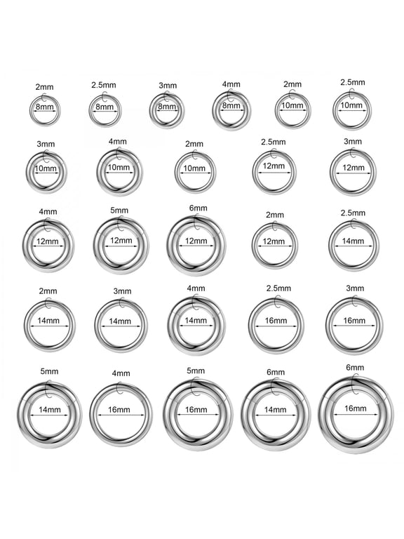 2G-12G Titanium Hinged Large Septum Ring Clicker Ear Gauge Hoop Earring Jewelry-Silver-2*8mm