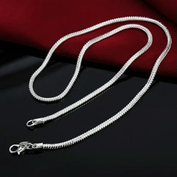 QQTDFG 2PCS Fashion Jewelry 925 Silver 3MM Vivid Snake Chains Necklace 16"-30" NY192-20 inch