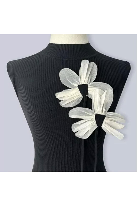 2Pcs Handmade Flower Brooch Pins Cloth Fabric Lapel Pins Wedding Party-apricot