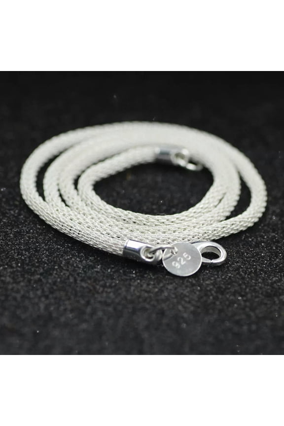 2pcs 925Sterling Silver 4mm 20" Mesh Unisex Fashion Chains Necklace XL088-default
